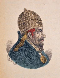 Portrait of Pope Clement X (Clemente or Clemens) (1670-1676), 1898 (engraving with later colouration)